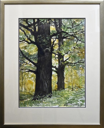 Stanisław Pasieczny, Drzewa, akwarela, papier, 49x36 cm   
